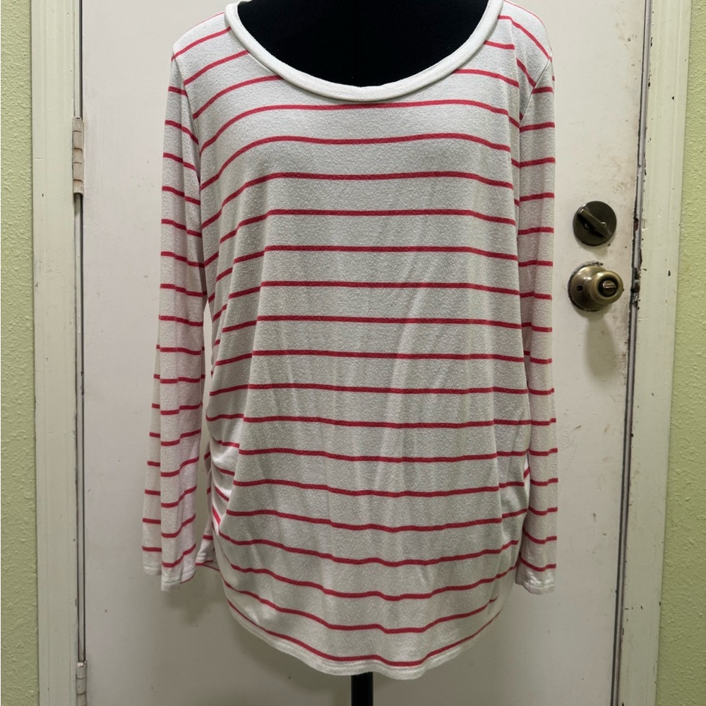 Chris & Carol Red Striped Long Sleeve Tee Size M